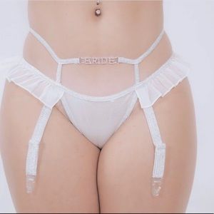 Bridal lingerie rhinestone frilly gartini bridal garter thong BR2027